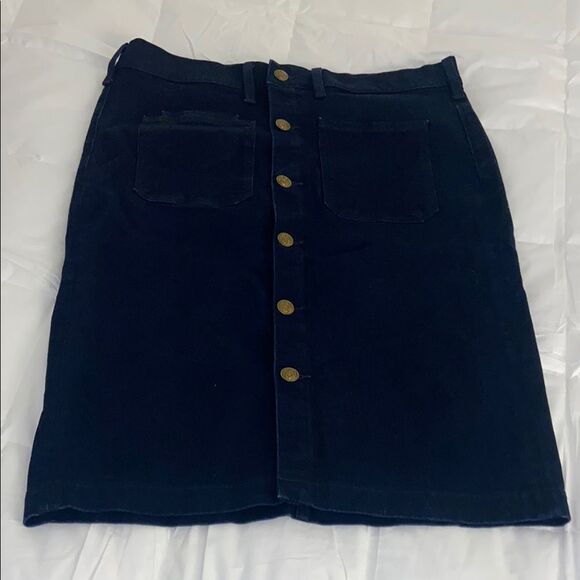 Classic Dark Denim Polo Ralph Lauren Button-Front Skirt size 14 - Picture 1 of 8